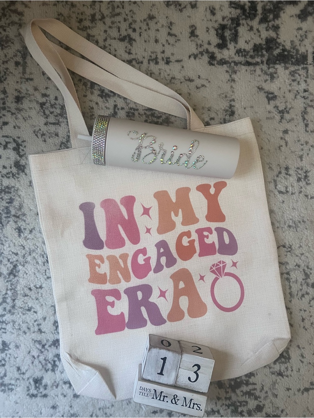 Bride Canvas Tote Bag - 'In My Engaged Era' - Bridal Bundle